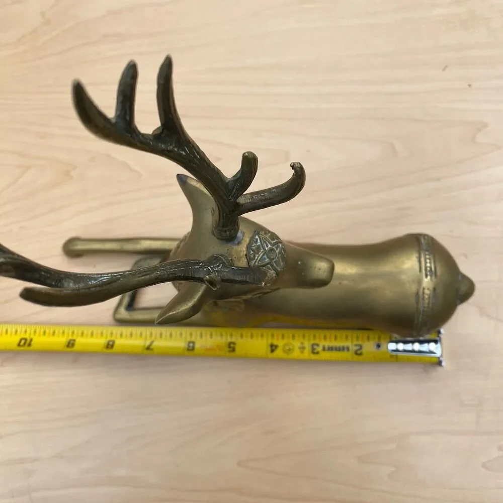 Vintage Solid Brass Metal Decorative Sarreid Deer Animal Statue Artwork Art